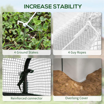 Outsunny 8' x 6' x 7' Walk-in Greenhouse, PE Cover, 4-Tier Shelves, Steel Frame Hot House, Roll-Up