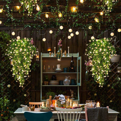 RECUTMS 3 Pcs Hanging Fake Plants Fake Vines Artificial Plants Large Faux Hanging Plant with 30 LED