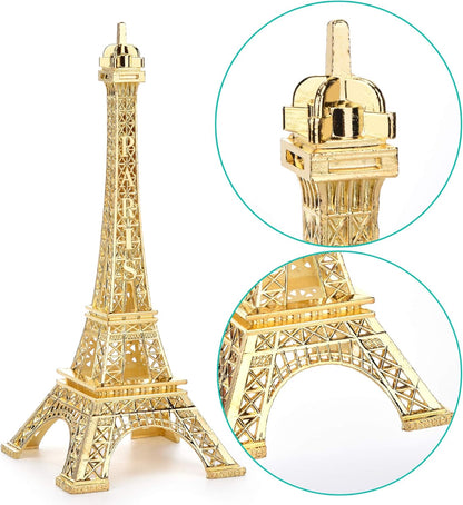 ESHATO Gold Metal Eiffel Tower Statue, 10inch Decorative Figurine Replica Stand Holder for Cake