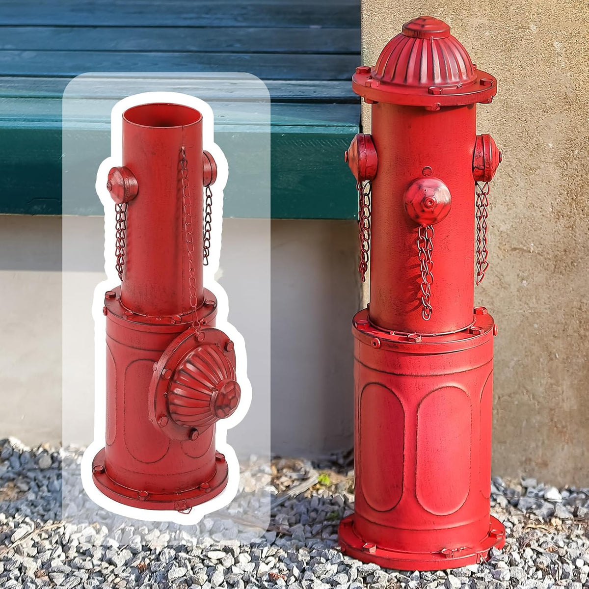 Dog Fire Hydrant Pee Post, 22.4" H Fake Fire Hydrant for Dogs to Pee on, Red Metal Dog Pee Post for