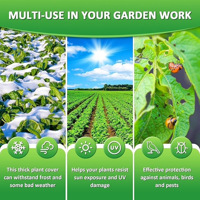 EAONE 12 Pack Plant Covers Freeze Protection, 32x47'' Winter Frosts Cloth for Outdoor Plants