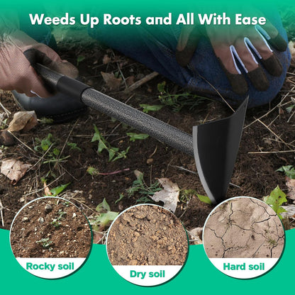 Garden Hoe, Heavy Duty Trenching Hoes with 60 Inch Long Handle, Sharp Edge Triangle Weeding Hoe