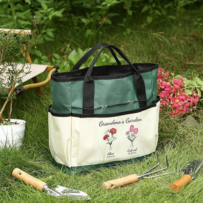 Personalized Garden Tools Set for Women: Custom Text Garden Tool Bag and Garden Shovel & Transplant
