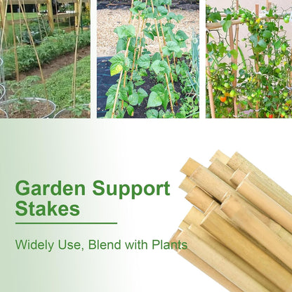 Garden Stakes 4ft, Natural Bamboo Stakes 4 Feet, Thicker Sturdy Plant Stakes 25 Pack for Tomatoes