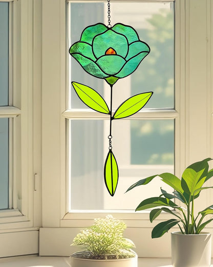 Flower Suncatchers, Stained Glass Window Hangings, Garden Suncatchers for Window and Wall Decor