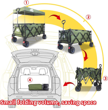 TMZ Collapsible Wagon 445L Extra Large Outdoor Utility Cart, Heavy Duty Carts Foldable with