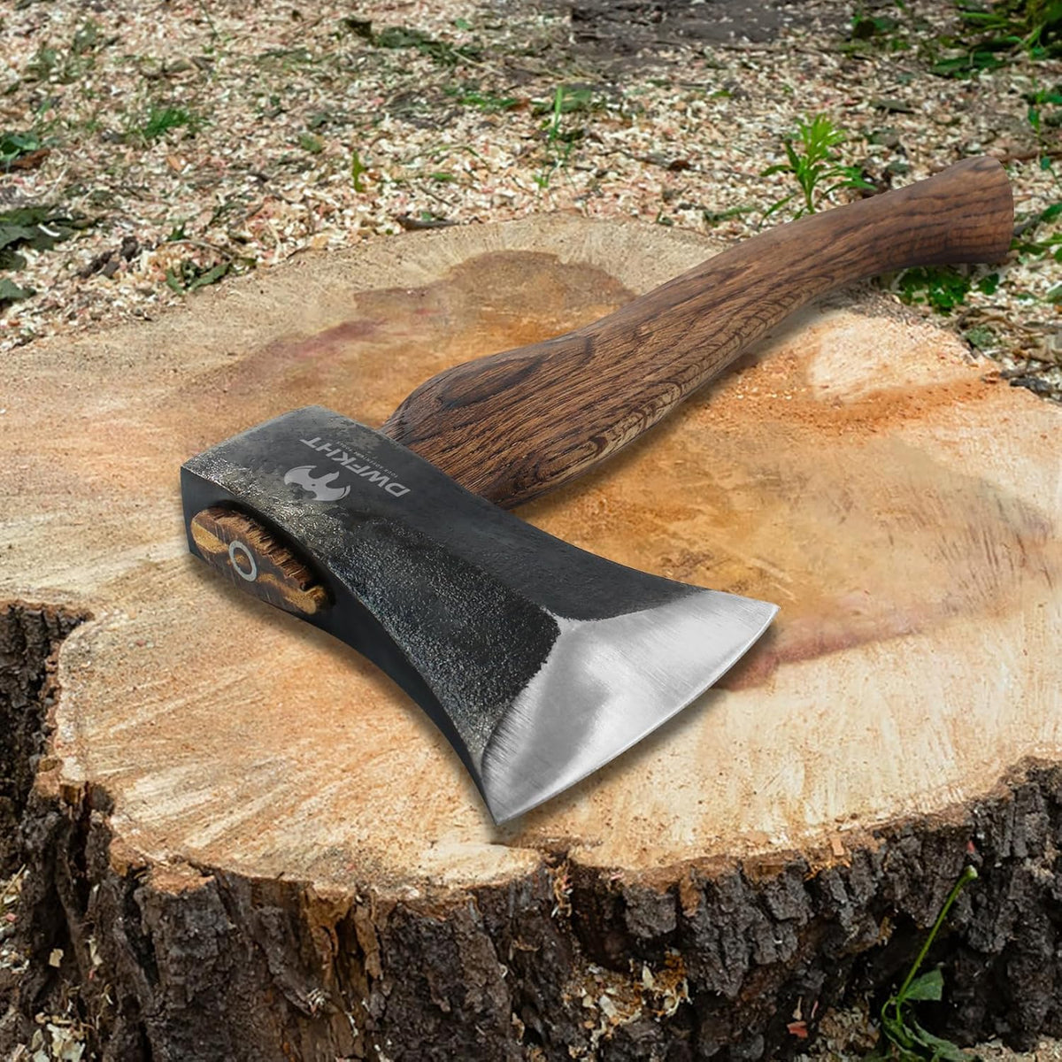 15.3" Hatchet, Splitting Axe with 1065 High Carbon Steel, Camping Hatchet with Beech Wooden Handle