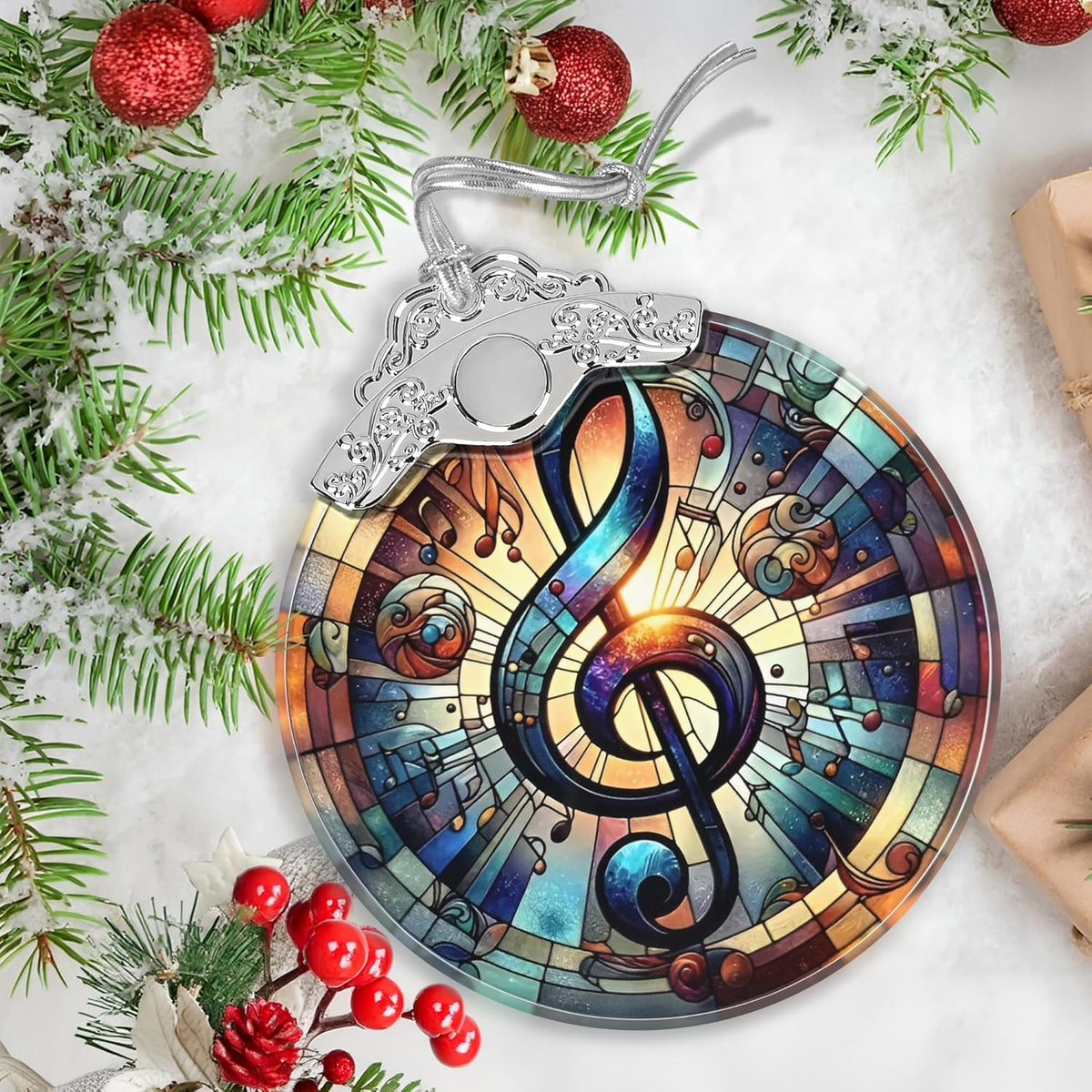 Musical Note Stained Glass Orament - Christmas Ornament - Christmas Decorations for Tree - Holiday