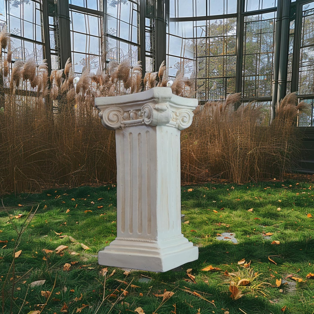 Elegant Classical Greek Roman Ionic Order Vintage Weathered Column Pedestal Decorative Display