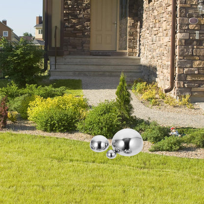 GANAZONO Gazing Balls Stainless Steel Garden Mirror Globes 10pcs Hollow Ball Reflective Shiny Half