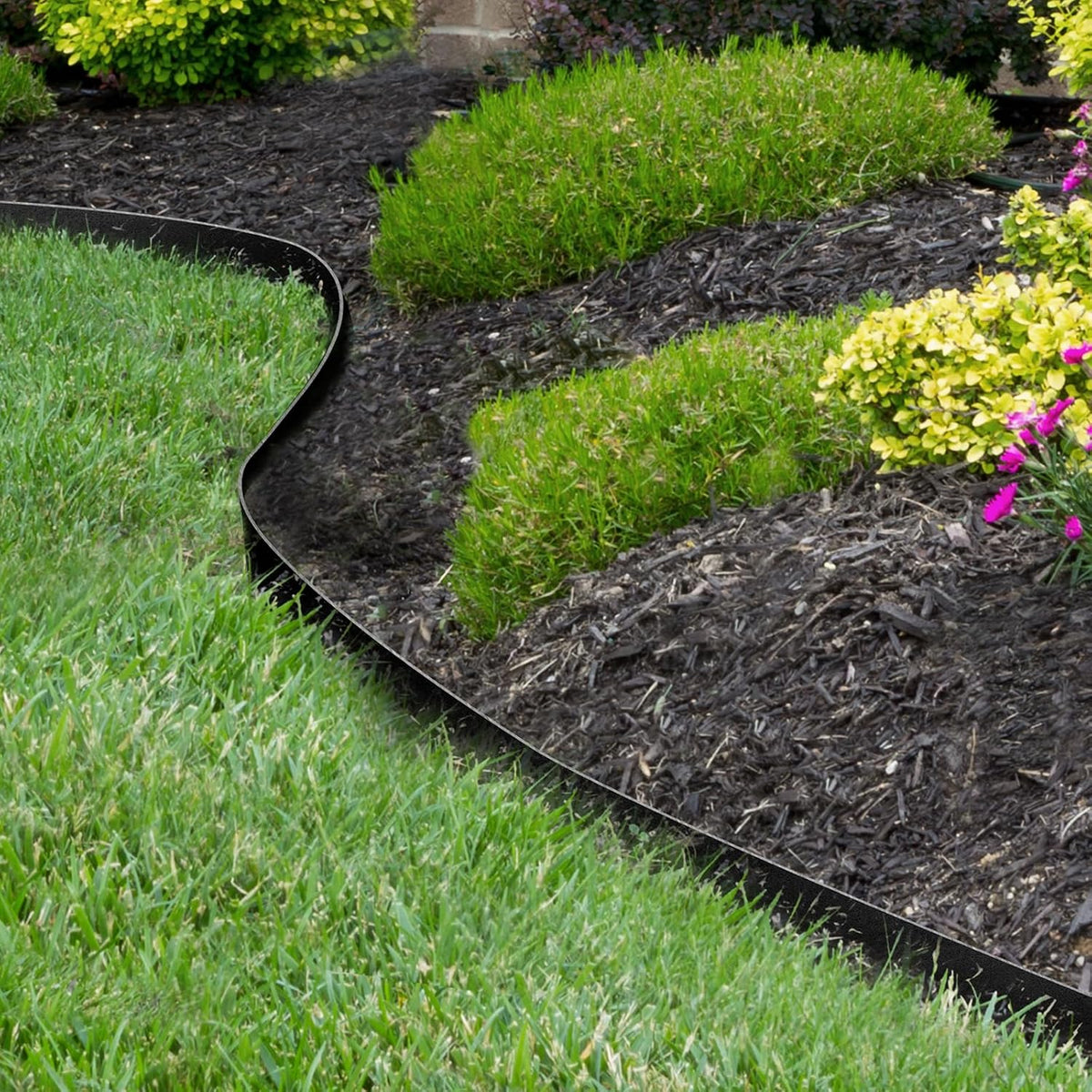 Worth Garden 10-Pack Galvanized Steel Landscape Lawn Edging - 4.5in H Black Powder Coated Bendable
