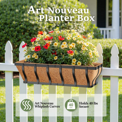 VOXOR Railing Planter Boxes, Heavy Duty Window Box Planters, Adjustable Balcony Planters for