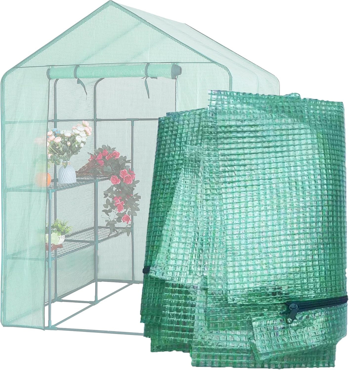 Greenhouse Replacement Cover, 56×56×76 Inch PE Walk-in Greenhouse Cover for Gardening Plants