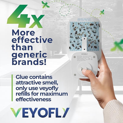 VEYOFLY Fly Catcher Indoor, Fly Trap Indoor, (1 Device + 3 Refills) Fruit Fly Traps for Indoors