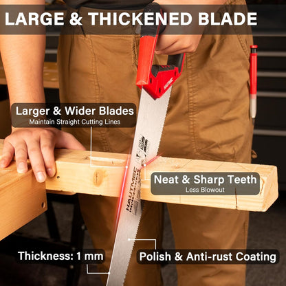 HAUTMEC 14" X-Sharp Compact Hand Saw for Cuts Comfort, Quality and Accuracy, Fine-Cut Handsaw with