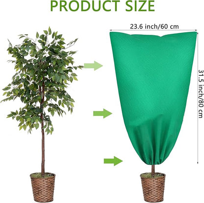 10 Pieces Plant Covers Freeze Protection Winter Plant Frost Cover with Drawstring and Zipper Large