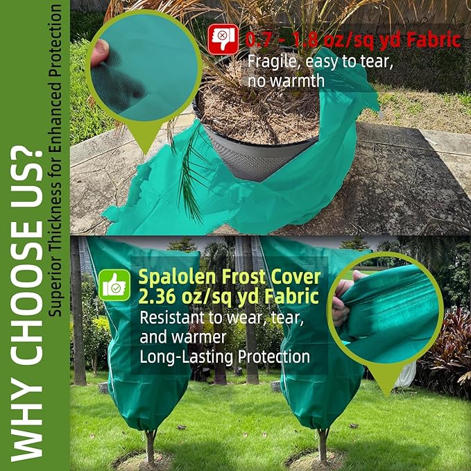 2 Pack Plant Covers Freeze Protection, 48"W x 72"H Winter Frost Blanket 2.36 oz/yd² Fabric Frost