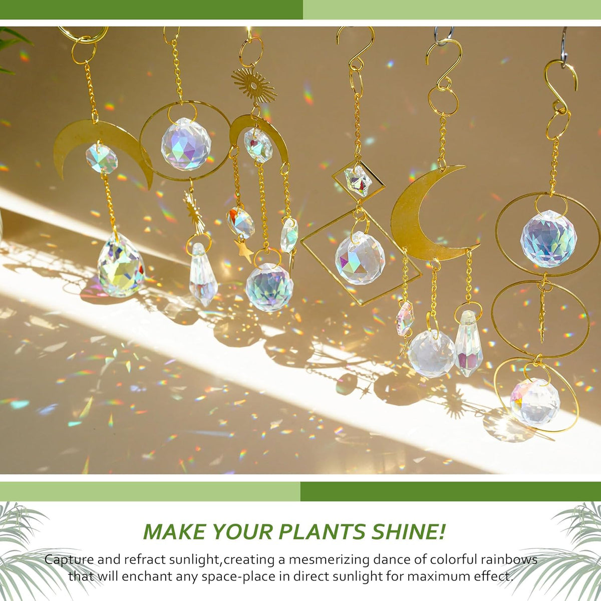 HDCRYSTALGIFTS 6 Pack Small Trellis for Potted Plants Indoor with Colorful Crystal Sun Catcher