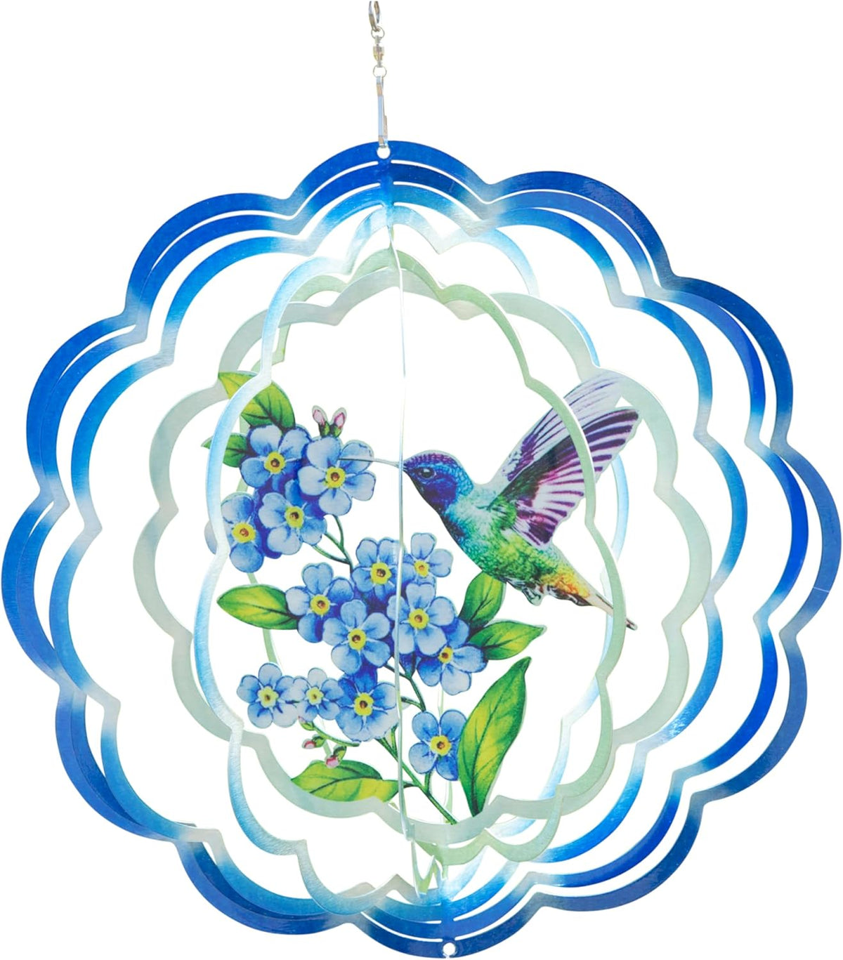 VP Home Floral Hummingbird Wind Spinner - Metal Outdoor Wind Spinners for Yard and Garden Decor