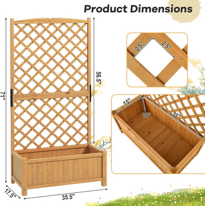 S AFSTAR Raised Garden Bed with Trellis, Indoor & Outdoor Wood Elevated Plant Container with