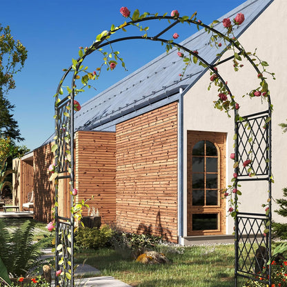 Metal Garden Arbor, 86.6" x 47" Arch Trellis for Climbing Plants, Weather-Resistant Decorative