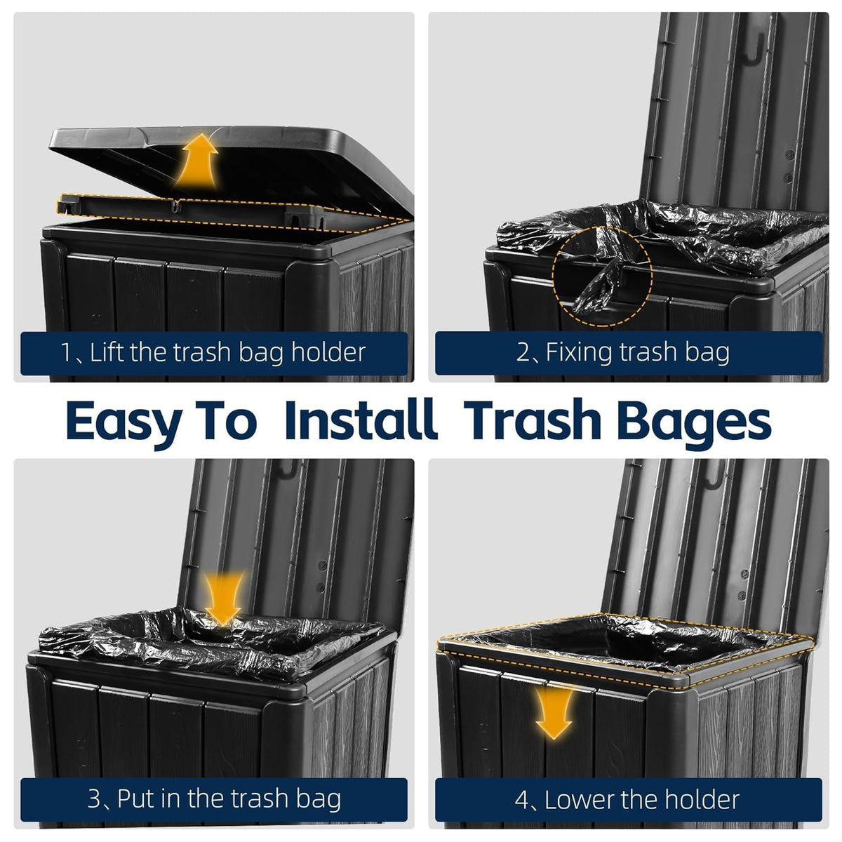 Outdoor Trash Can 23 Gallon Garbage Can with Lid Waterproof Resin Garbage Patio Waste Bin for
