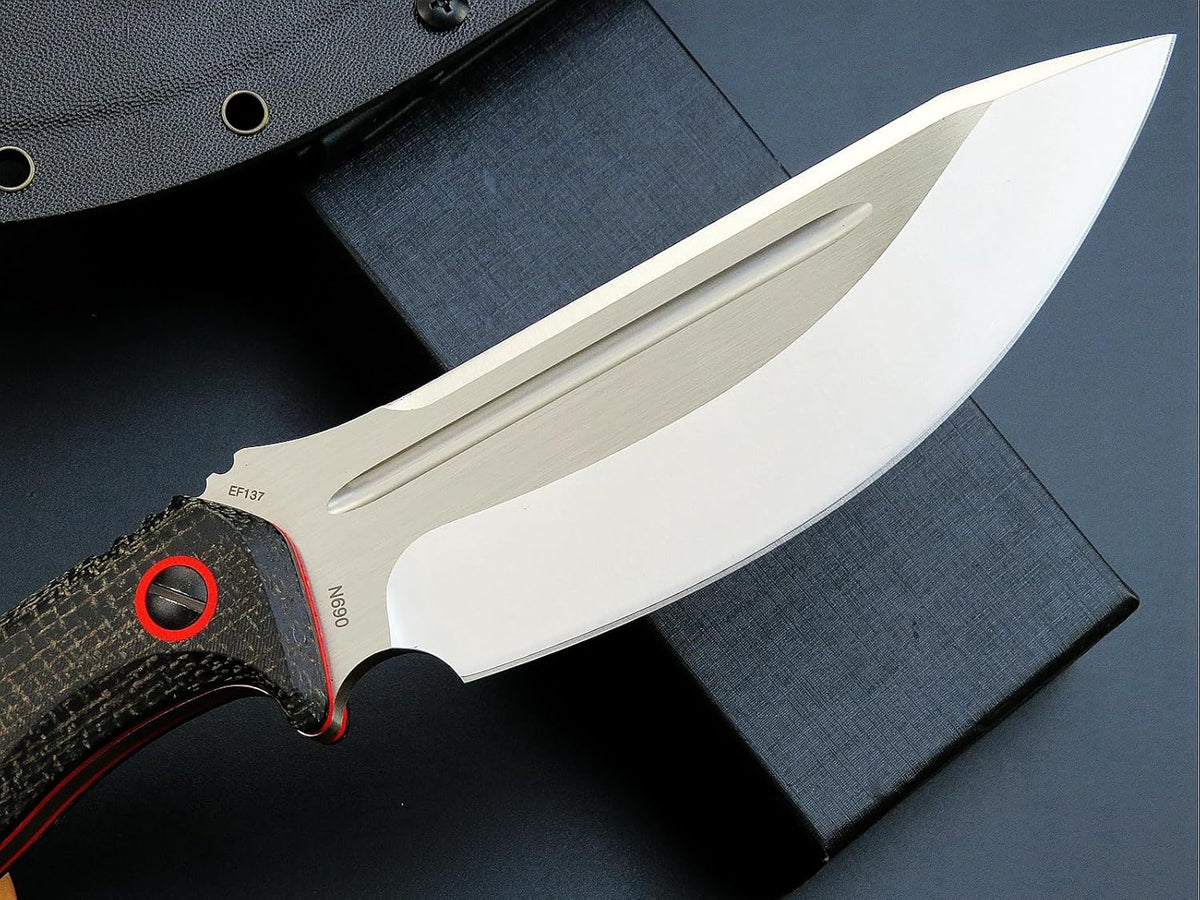 Eafengrow EF137 Fixed Blade Knife, N690 Steel Blade,Micarta Handle Full Tang EDC Fixed Knifes for