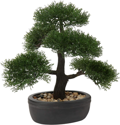 Artificial Bonsai Tree Juniper Faux Plants Indoor Small Fake Plants Decor with Black Plastic Pots