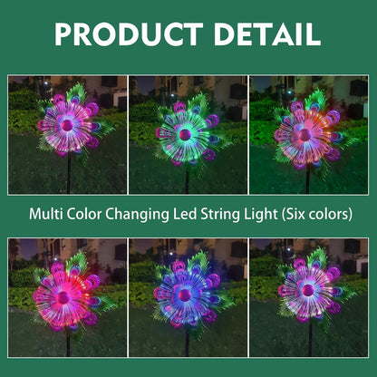Solar Peacock Wind Spinners for Yard and Garden, 40 Inch Solar Windmill Garden Whirligig Kinetic