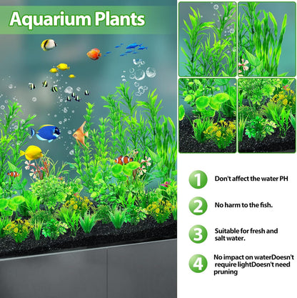 CousDUoBe 30pcs Fish Tank Accessories Aquarium Decorations Green Plants, Fish Tank Decor, Aquarium