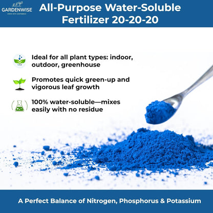 20-20-20 Water-Soluble Fertilizer – Powder for Liquid Plant Food for Indoor & Outdoor Plants