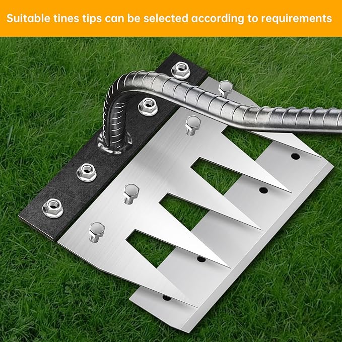 Iron Weeding Rake, 5-Teeth Detachable Gardening Hand Weeder Tool with Ergonomic Grip, Heavy-Duty