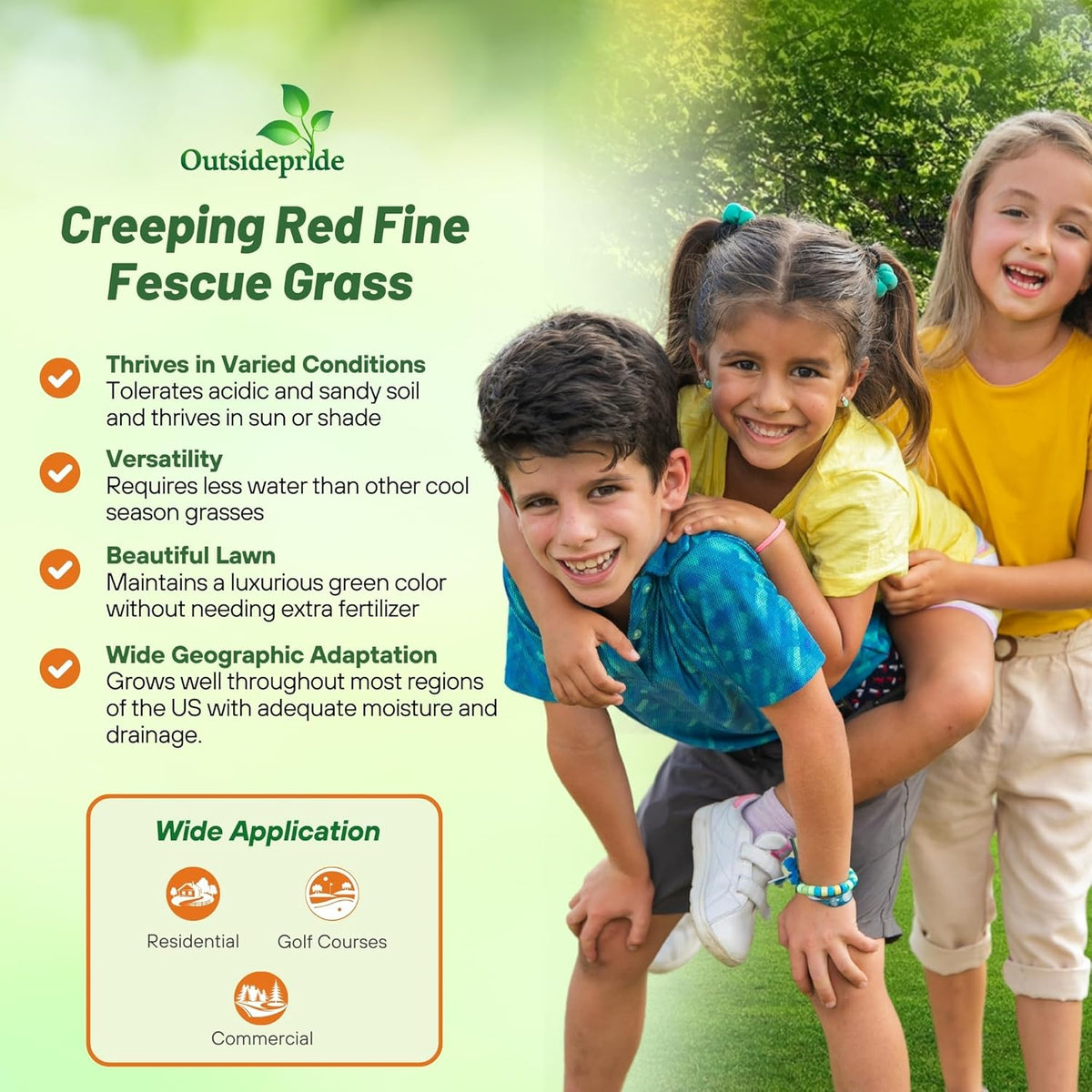 Outsidepride Creeping Red Fescue Grass Seed - 5 Lbs. Cool Season, Soft Textured, Self-Repairing