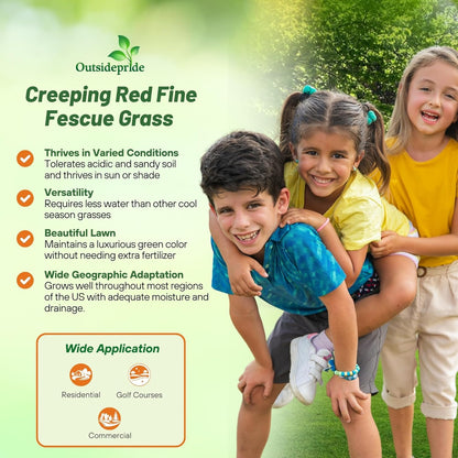Outsidepride Creeping Red Fescue Grass Seed - 10 Lbs. Cool Season, Soft Textured, Self-Repairing