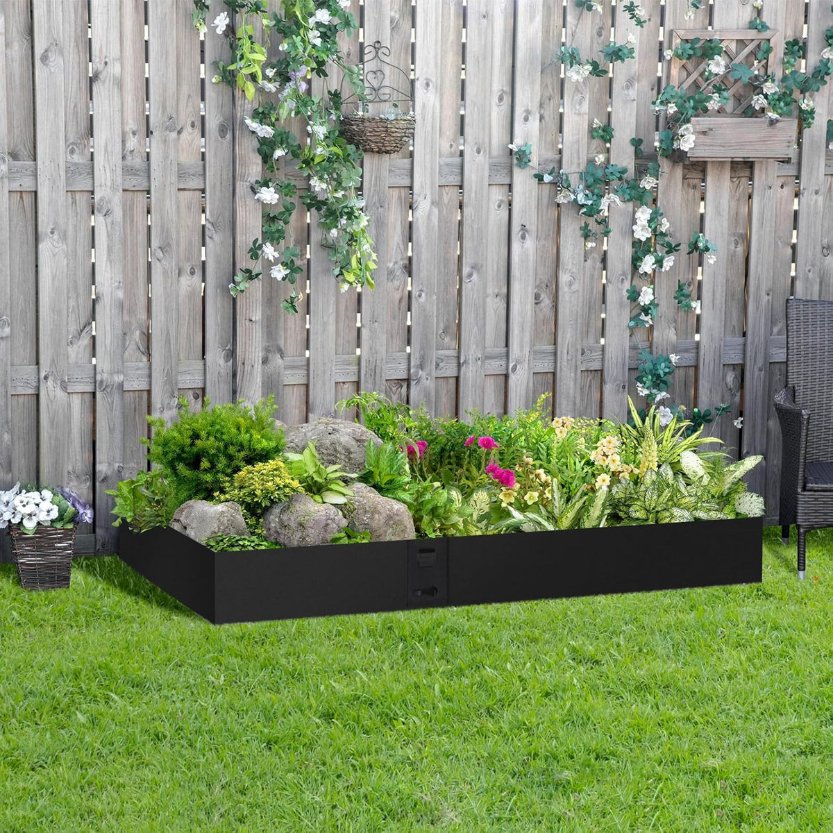 Metal Landscape Edging 42 Inch Strips, Steel Landscape Edging 6.3 Inch Depth, 6 Pack Hammer in