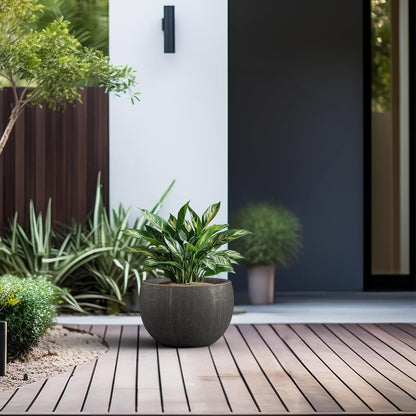 Kante 19.9" Dia Round Concrete Planter, Outdoor/Indoor Large Bowl Plant Pots with Drainage Hole and