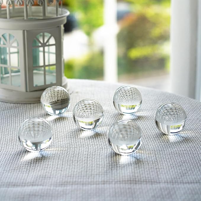 8pcs Clear Crystal Glass Balls 40mm Transparent Quartz Decorative Spheres for Home Table Decor