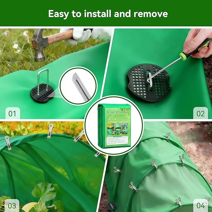 Plant Covers Freeze Protection kit，1.8 oz/yd²-10 ft x 33 ft Thickened Floating Row Cover for