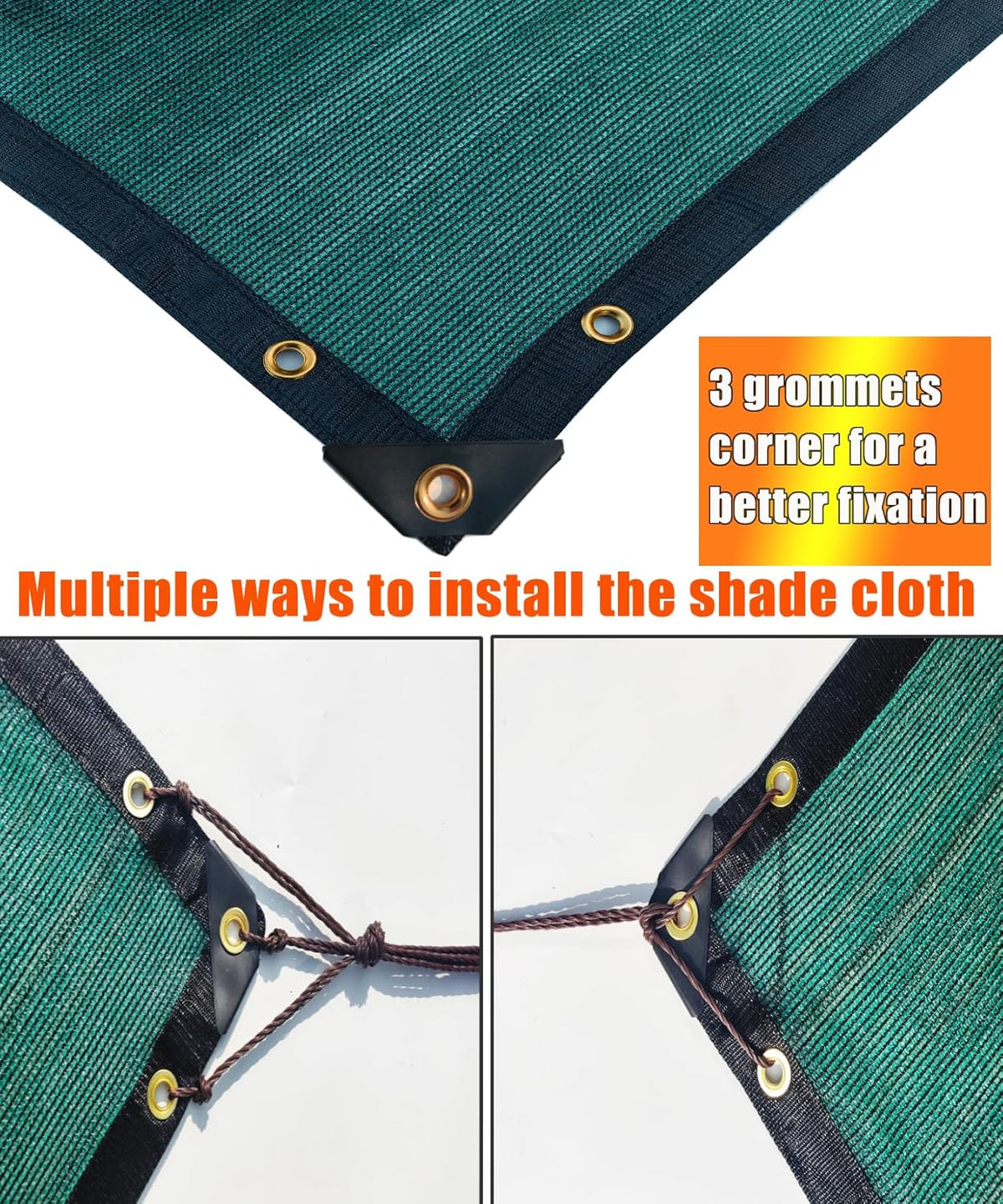 e.share 90% Heavy Duty Shade Cloth for Garden, 6 Ft X 8 Ft Sun Shades Outdoor Patio with Grommets