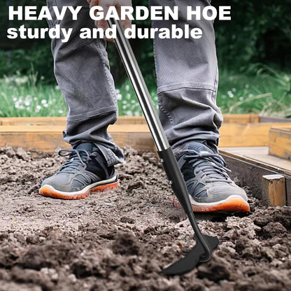 Garden Hoe, Long Handle Hoe Garden Tool with Non-Slip Silicone Cover, 56-Inch Stainless Steel