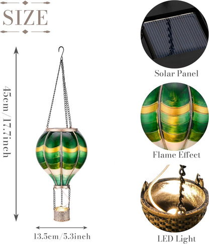 TERESA'S COLLECTIONS Hot Air Balloon Solar Lantern for Outdoor Garden Decor, Hanging Flickering