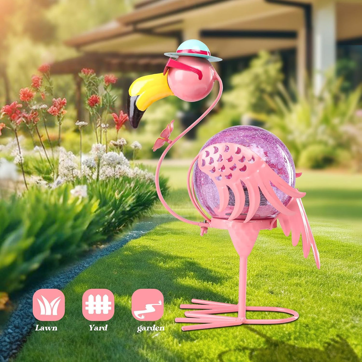 MUMTOP Flamingo Solar Lights Outdoor, Decorative Waterproof LED Solar Lanterns for Patio Garden