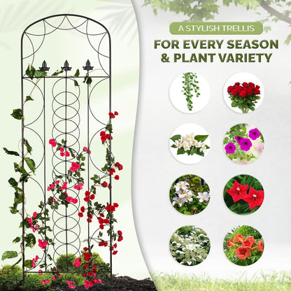 Idzo 71 in. Decorative Metal Trellis for Climbing Plants Outdoor, Heavy-Duty Steel Garden Trellis