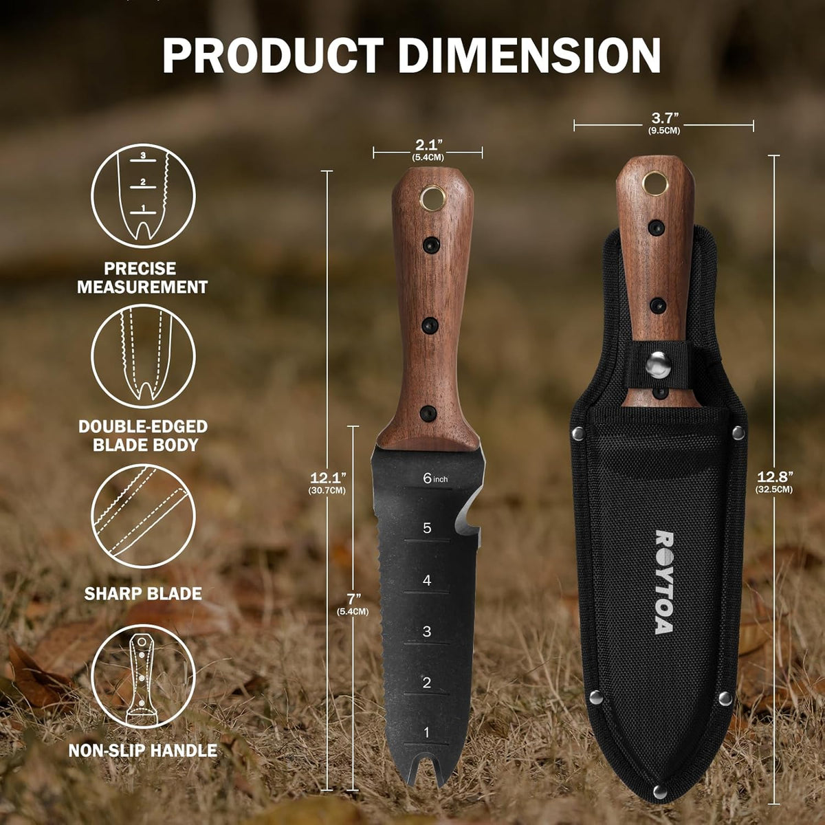 Hori Hori Garden Knife, Garden Tools with Sheath for Weeding,Planting,Digging, 7" Stainless Steel