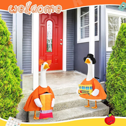 2 Set Halloween Porch Goose Outfit Set for 23'' Plastic Garden Statue Lawn Porch Goose Clothes