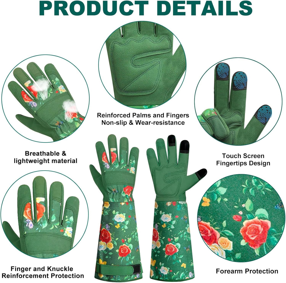 DLY Gardening Gloves,Leather Rose Gloves,Women's Long Glove for Gardening Work and Yard