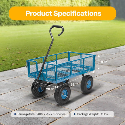 VIVOHOME Heavy Duty 880 Lbs Capacity Mesh Steel Garden Cart Folding Utility Wagon with Removable