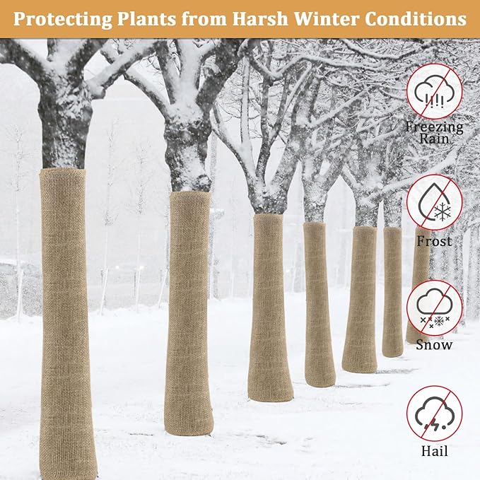 Riare 15 Feet x 40 Inch Natural Burlap Plant Covers Freeze Protection- High Density Jute Burlap