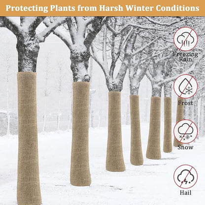 Riare 15 Feet x 40 Inch Natural Burlap Plant Covers Freeze Protection- High Density Jute Burlap