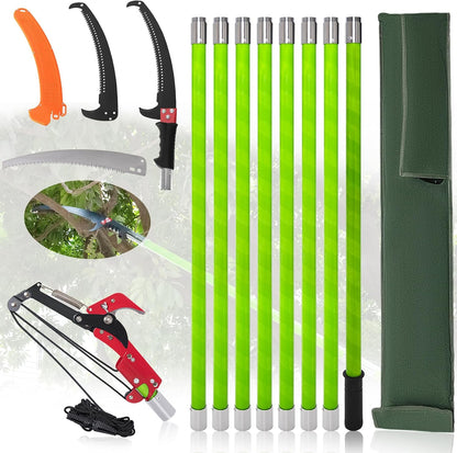 Tree Pruner Pole Saw for Trimming, 7.3-27ft Manual Extendable Tree Trimmer, Ideal for Palms and